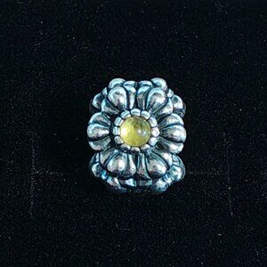 Authentic Pandora August Birthday Blooms Charm 790580PE Silver & Peridot